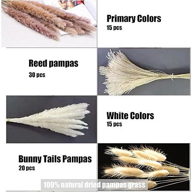 110-Piece Dried Pampas Grass Set, Fluffy Natural Flowers for Home & Wedding Decor