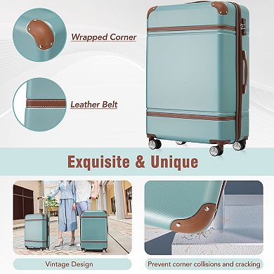 Whisen 3-Piece Hardside Spinner Luggage Set with Cosmetic Case, TSA Lock & Expandable 28" Suitcase