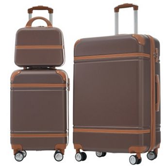Whisen 3 pc Hardside Spinner Luggage Set with Cosmetic Case, TSA Lock & Expandable 28" Suitcase