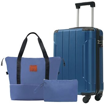 Whisen 3 pc Set: 20 Inch Lightweight ABS Hardshell Spinner Luggage for Travel