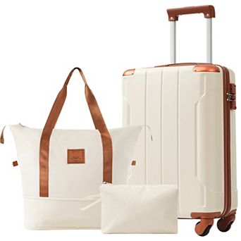 Whisen 3 pc Set: 20 Inch Lightweight ABS Hardshell Spinner Luggage for Travel