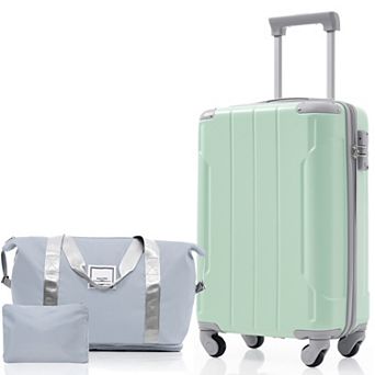 Whisen 3 pc Set: 20 Inch Lightweight ABS Hardshell Spinner Luggage for Travel