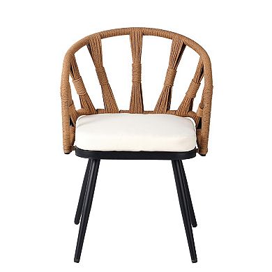 Whisen 5-Piece Weather-Resistant Outdoor Set with PE Rattan Chairs & Plastic Wood Iron Table