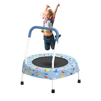 Whisen 28 Inch Metal Toddler Trampoline, Springless Bungee Cord with Handle
