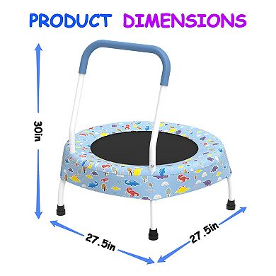 Whisen 28 Inch Metal Toddler Trampoline, Springless Bungee Cord with Handle