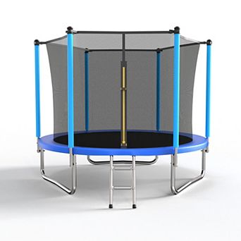 Whisen 8FT Outdoor Trampoline with Safety Enclosure Net, Heavy-Duty Steel Frame for Backyard