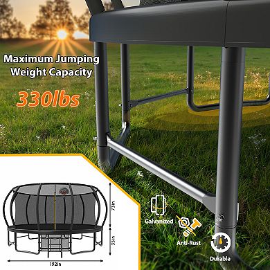 Whisen 16FT Steel Outdoor Trampoline with ASTM Approval, Safety Enclosure Net