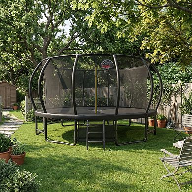 Whisen 16FT Steel Outdoor Trampoline with ASTM Approval, Safety Enclosure Net
