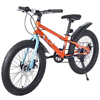 Whisen 20 Inch Kids Fat Tire Bike, 7-Speed Mountain & All-Terrain Bicycle with Disc Brakes