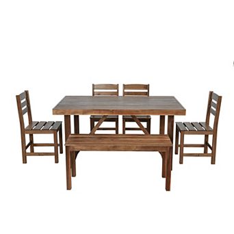 Whisen 6 pc High-quality Acacia Wood Outdoor Dining Table Set
