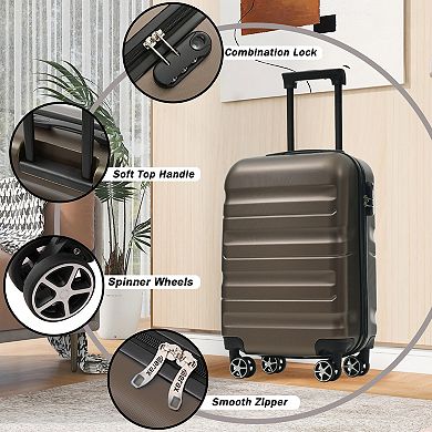 Whisen 2-Piece Carry-On Luggage Set with 20-Inch Hardshell Suitcase and Foldable Duffel Bag