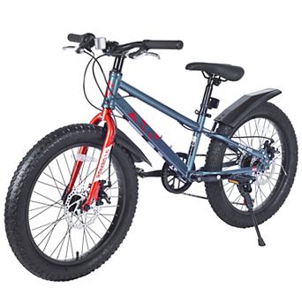 Whisen 20 Inch Kids Fat Tire Bike, 7-Speed Mountain & All-Terrain Bicycle with Disc Brakes