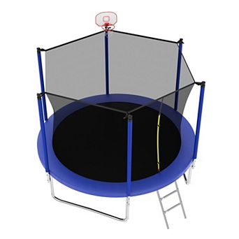 Whisen 10FT Kids Trampoline with Basketball Hoop, Safety Enclosure, ASTM Certified