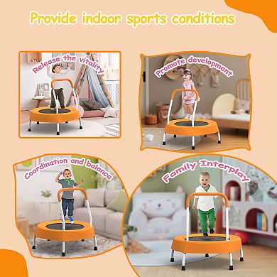 Whisen 28 Inch Steel Toddler Trampoline with Springfree Bungee Cord & Handle