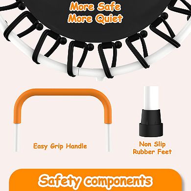 Whisen 28 Inch Steel Toddler Trampoline with Springfree Bungee Cord & Handle