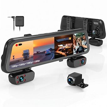 Rexing 12-Inch Touch Screen Mirror Dash Cam 4-Channel 1080p with GPS