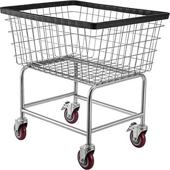 VIYET 2.5 Bushel Wire Laundry Cart - Commercial Steel Rolling Basket with 4" Swivel Casters
