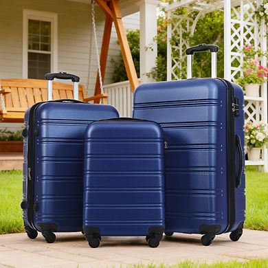 Whisen 3-Piece ABS Luggage Set with Spinner Wheels, TSA Lock & Expandable Space