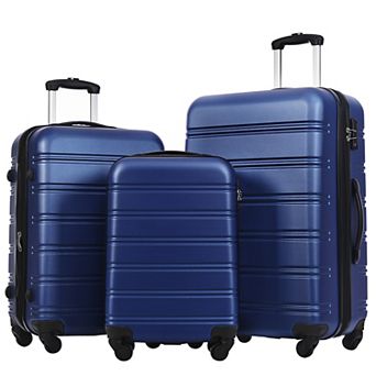 Whisen 3 pc ABS Luggage Set with Spinner Wheels, TSA Lock & Expandable Space