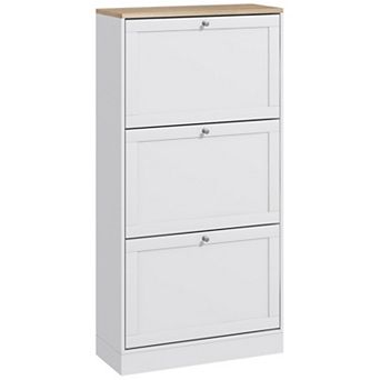 23.5" Narrow Shoe Cabinet, 3 Flip Drawers, Adjustable Shelves, for Entryway & Hallway