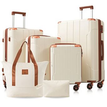 Whisen 16"/20"/24"/28" ABS Travel Luggage 6 pc Set with TSA Lock and Spinner Wheels