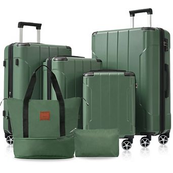 Whisen 16"/20"/24"/28" ABS Travel Luggage 6 pc Set with TSA Lock and Spinner Wheels