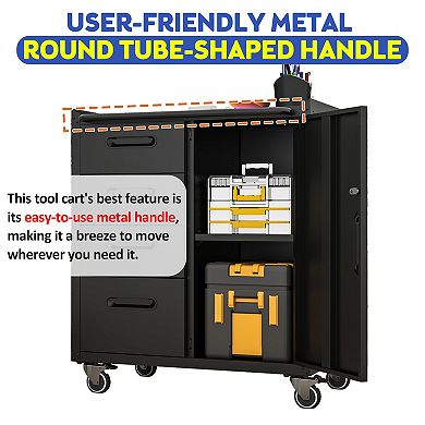 VIYET Mobile Metal Tool Cabinet - Heavy-Duty Storage with 4 Drawers & Lockable Cabinet on Wheels