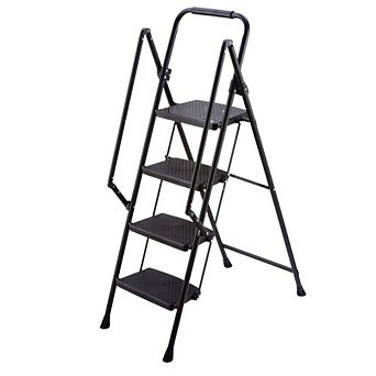 VIYET 4-Step Folding Steel Step Stool - Lightweight Portable Ladder with Non-Slip Wide Pedals