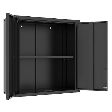 VIYET Wall Mounted Tool Cabinet - Locking Metal Storage with Adjustable Shelf & Open Drawer