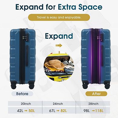 Whisen 24 Inch Expandable Hardshell Luggage with TSA Lock, 360° Spinner Wheels