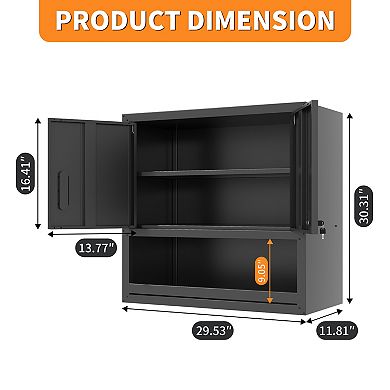 VIYET Wall Mounted Tool Cabinet - Locking Metal Storage with Adjustable Shelf & Open Drawer
