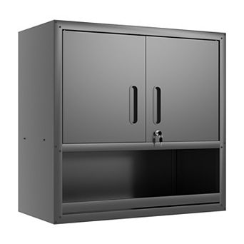 VIYET Wall Mounted Tool Cabinet - Locking Metal Storage with Adjustable Shelf & Open Drawer