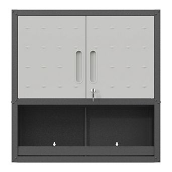 VIYET Wall Mounted Tool Cabinet - Locking Metal Storage with Adjustable Shelf & Open Drawer