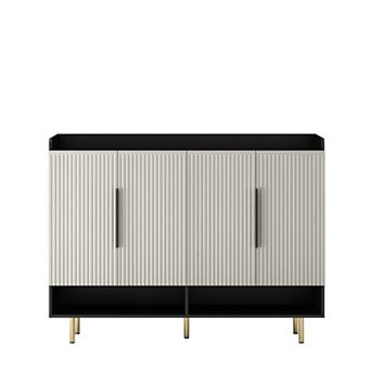Modern 4-Door Shoe Cabinet with Adjustable Shelves, Entryway & Living Room Storage for Families