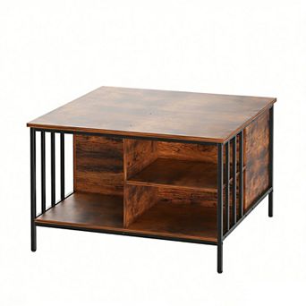 VIYET Farmhouse Lift Top Coffee Table - 31.5" Square Storage Center with Hidden Compartment