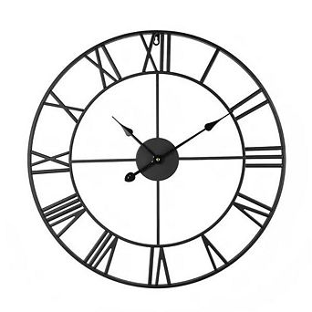 VIYET 24" Large Roman Numeral Wall Clock - Silent Non-Ticking Classic Metal Round Clock