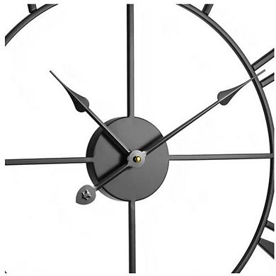 VIYET 24" Large Roman Numeral Wall Clock - Silent Non-Ticking Classic Metal Round Clock
