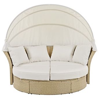 Whisen Outdoor Round Sofa Furniture Set with Retractable Canopy