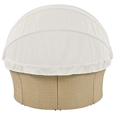 Whisen Outdoor Round Sofa Furniture Set with Retractable Canopy