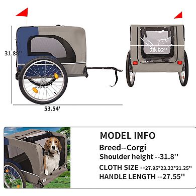 IFMALL Folding Pet Bicycle Trailer with 20 Inch Wheels Safety Flag Storage