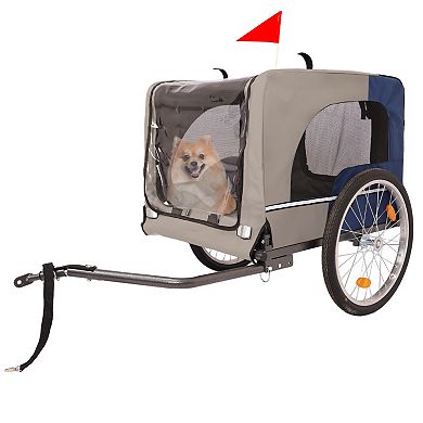 IFMALL Folding Pet Bicycle Trailer with 20 Inch Wheels Safety Flag Storage