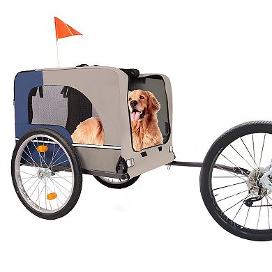 IFMALL Folding Pet Bicycle Trailer with 20 Inch Wheels Safety Flag Storage