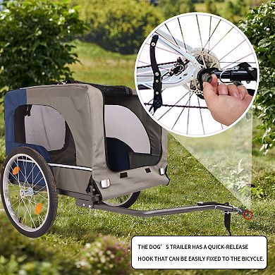 IFMALL Folding Pet Bicycle Trailer with 20 Inch Wheels Safety Flag Storage