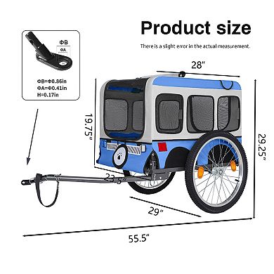 IFMALL Spacious All-Terrain Pet Bicycle Trailer with Folding Steel Frame Design