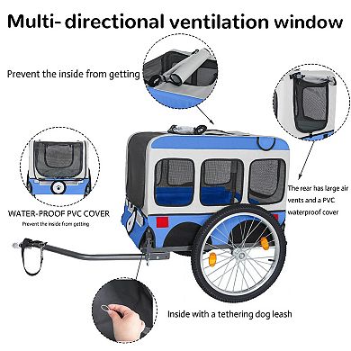 IFMALL Spacious All-Terrain Pet Bicycle Trailer with Folding Steel Frame Design
