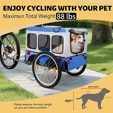 IFMALL Spacious All-Terrain Pet Bicycle Trailer with Folding Steel Frame Design