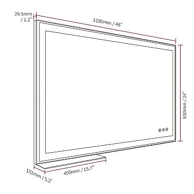 Large LED Bathroom Vanity Mirror with Adjustable Lighting and Anti-Fog Feature