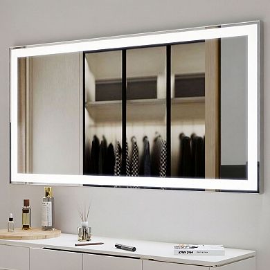 Large LED Bathroom Vanity Mirror with Adjustable Lighting and Anti-Fog Feature
