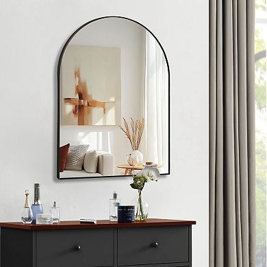 TOEMOA Metal Framed Arch Wall Mirror Modern Bathroom Decor