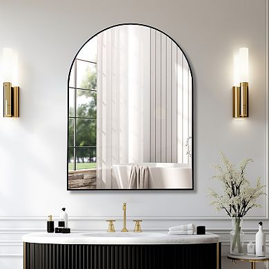 TOEMOA Metal Framed Arch Wall Mirror Modern Bathroom Decor